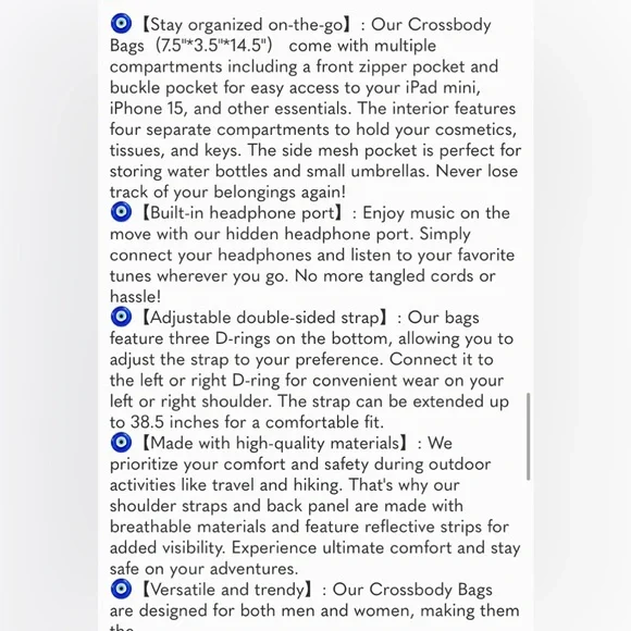 Crossbody Bags Sling Bag Backpack for Women for Men - Picture 8 of 8